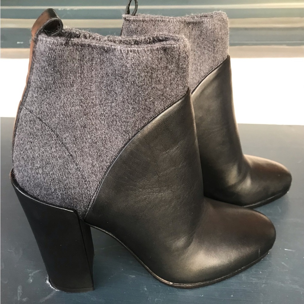 Stylish Black and Gray Women's Ankle Boots - Leather and Fabric accent, Vince